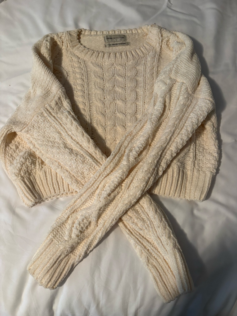 Urban Outfitters Cream Cable-Knit Scoop Sweater